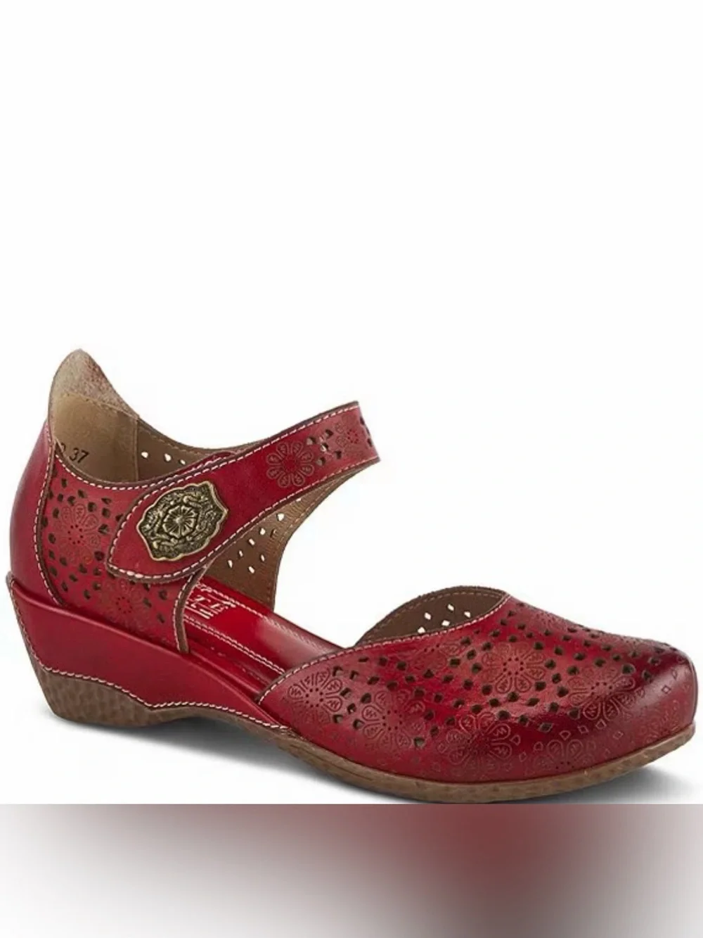 L’Artiste by Spring Step Womens Americana Wedge Mary Jane Shoe -- Red 38 7.5